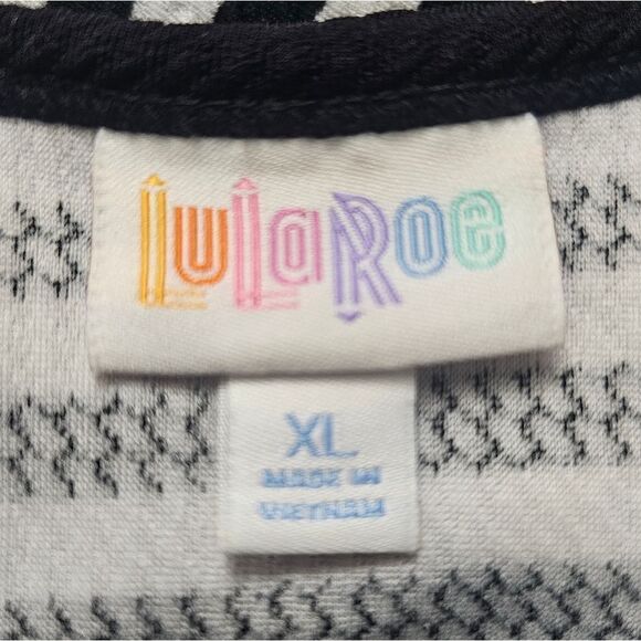 LULAROE Georgia Midi Dress Black/White Striped Tiered Ruffle - Size XL - Picture 8 of 9